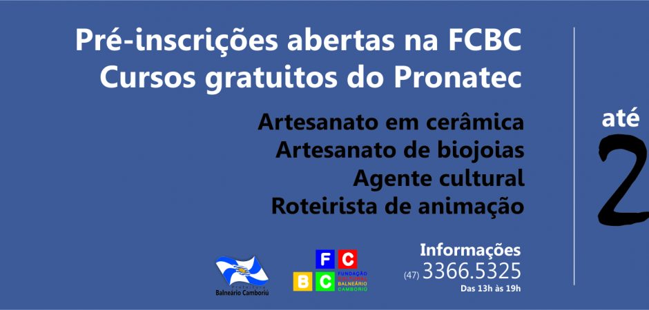Cursos Pronatec – Inscrições abertas na FCBC