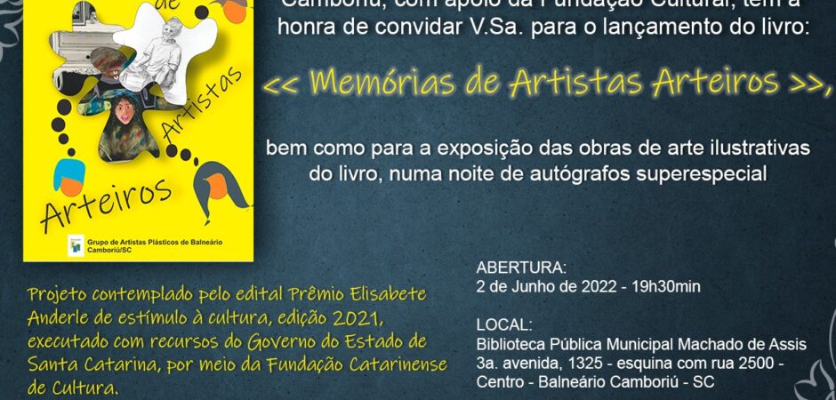 Livro Memórias de Artistas Arteiros será lançado na Biblioteca Municipal quinta-feira